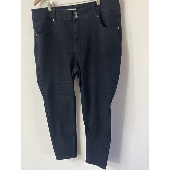 Between US Womens Straight Leg Jeans Size 24 Black Stretch High Rise Zip Casual - Picture 2 of 15